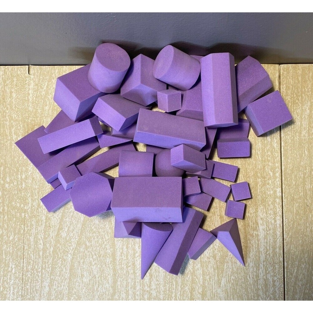 Geometric Learning Math Manipulative Larger Soft Foam 3D Shapes 42 Purple pieces